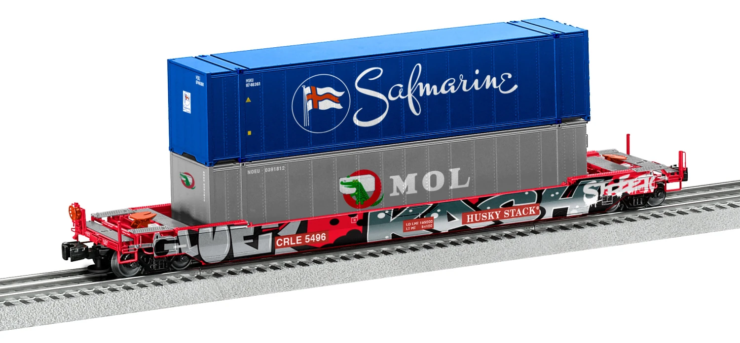 Lionel 2226582 O Scale Husky Stack Well Car With Graffiti Coe Rail CRLE 5496 3 Lionel 2226582 O Scale Husky Stack Well Car With Graffiti Coe Rail CRLE 5496