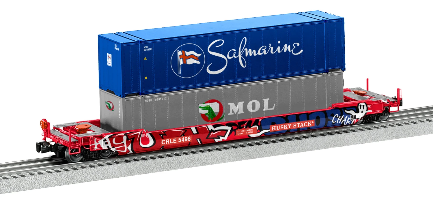 Lionel 2226582 O Scale Husky Stack Well Car With Graffiti Coe Rail CRLE 5496 4 Lionel 2226582 O Scale Husky Stack Well Car With Graffiti Coe Rail CRLE 5496 - Image 2