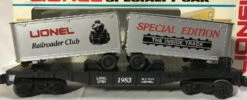 Lionel 6-0781 O Gauge Flatcarwith Van Trailers Lionel Railroad Club 1983 - NOS